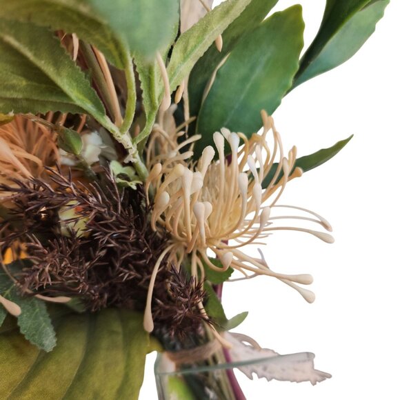 Hand Tied Artificial Flower Bouquet With faux hydrangeas pampas grass cream peac - Picture 9 of 16